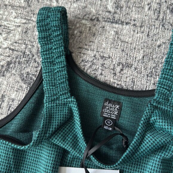 Girls size 10 NWT deux par deux teal houndstooth dress - Picture 6 of 9